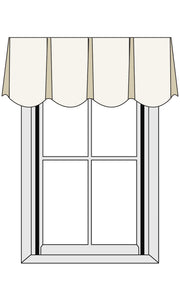 Custom board mounted scalloped valance with box pleat