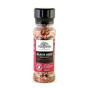 Himalayan Rock Salt, Chilli & Black Seed (Nigella Sativa) with Grinder-160g/net - Eco Ummah